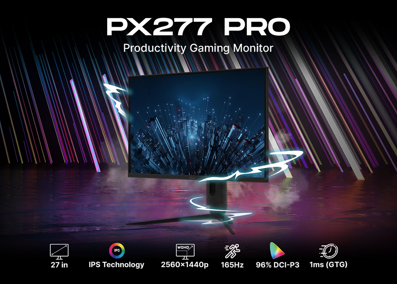 Pixio PX277 PRO 27 inch 165Hz Fast-IPS 1ms (GTG) HDR WQHD 2560 x